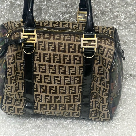 FENDI Multicolor Zucchino Coated Canvas Spalmati Forever Boston Bag - Picture 2 of 16